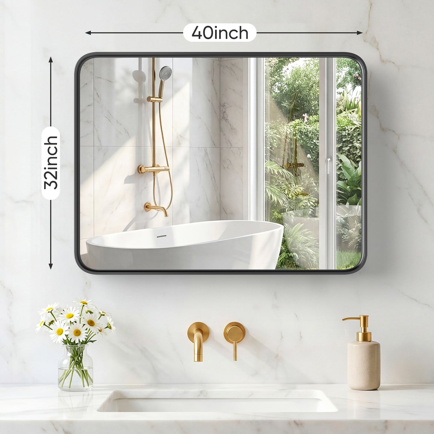 Rectangular Metal Frame Wall Mirror - Modern Decorative Home Decor