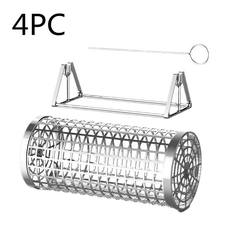 Portable Stainless Steel BBQ Grill Basket for Outdoor Smoking and Grilling