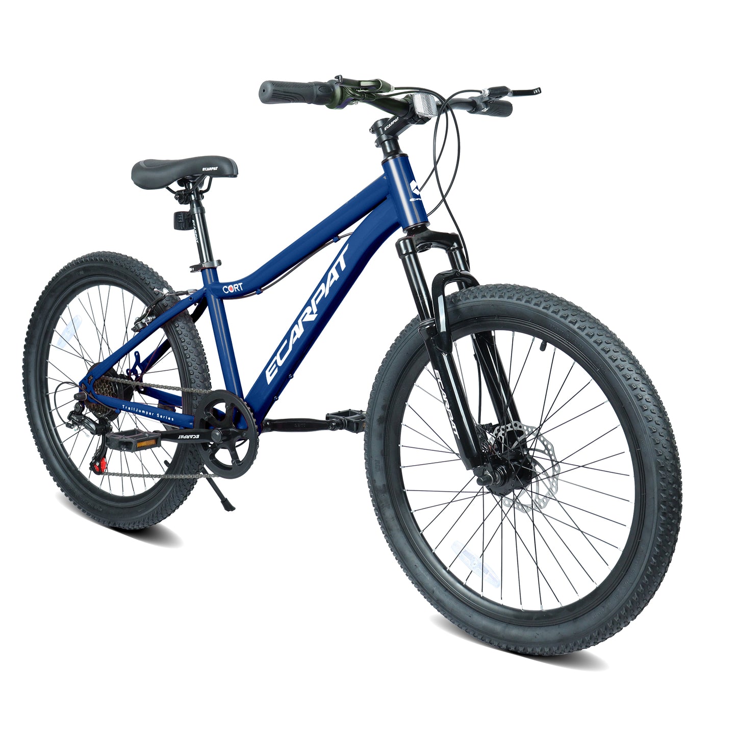 24 Inch Youth Mountain Bike - 7 Speeds, Front Suspension, Blue