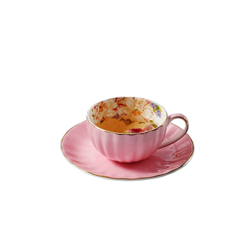 Bone China Pumpkin Coffee Cup and Saucer Set - Colorful Kitchen Drinkware