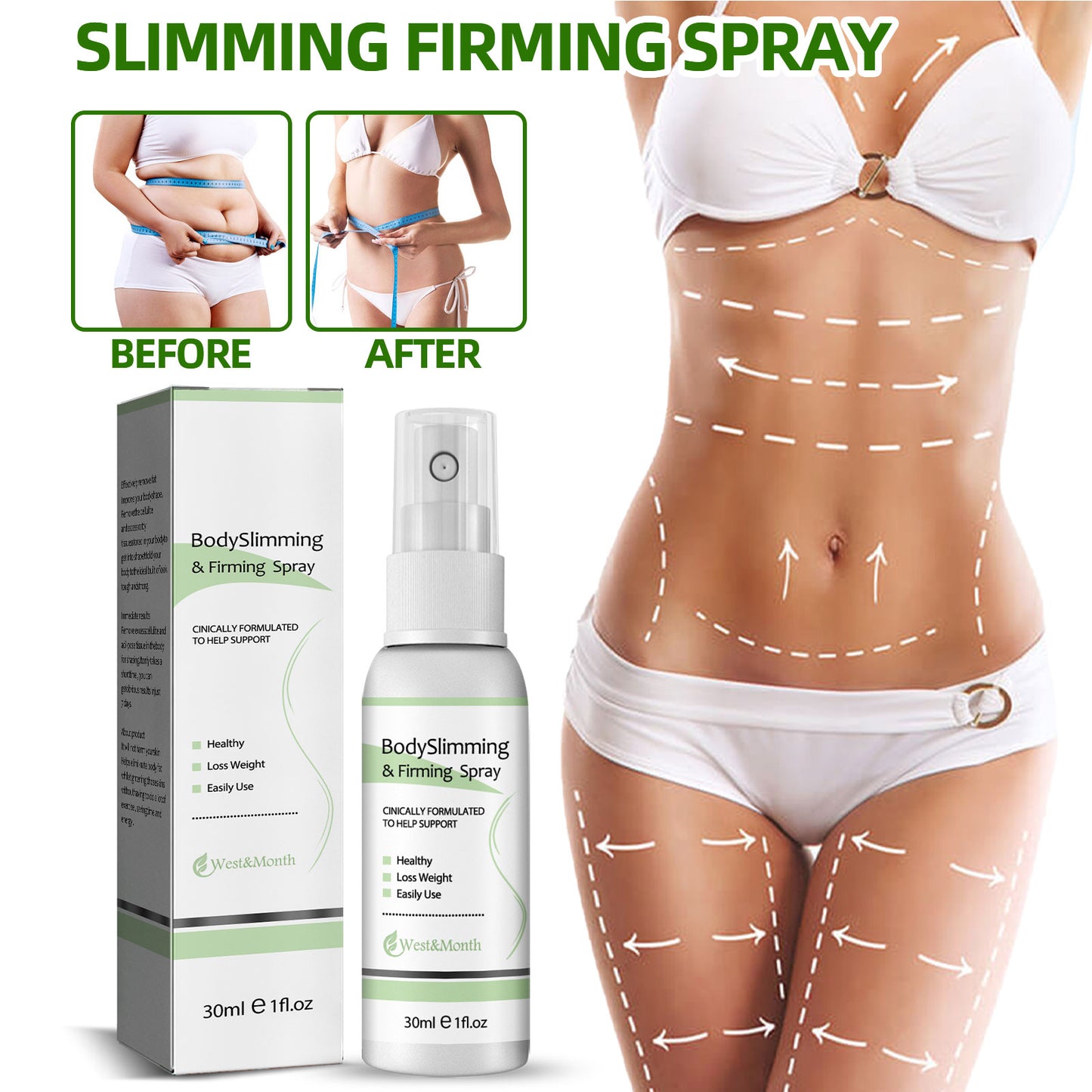 Body Slimming and Firming Spray - Tummy and Arm Toning Massage Lotion