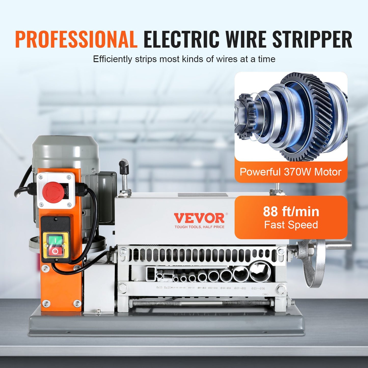 Electric Wire Stripping Machine 370W Fast Cable Peeler for Copper Recycling