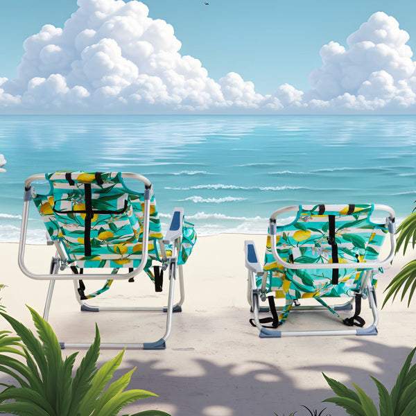 Folding Beach Chair with Lemon Pattern - Lightweight Aluminum Frame