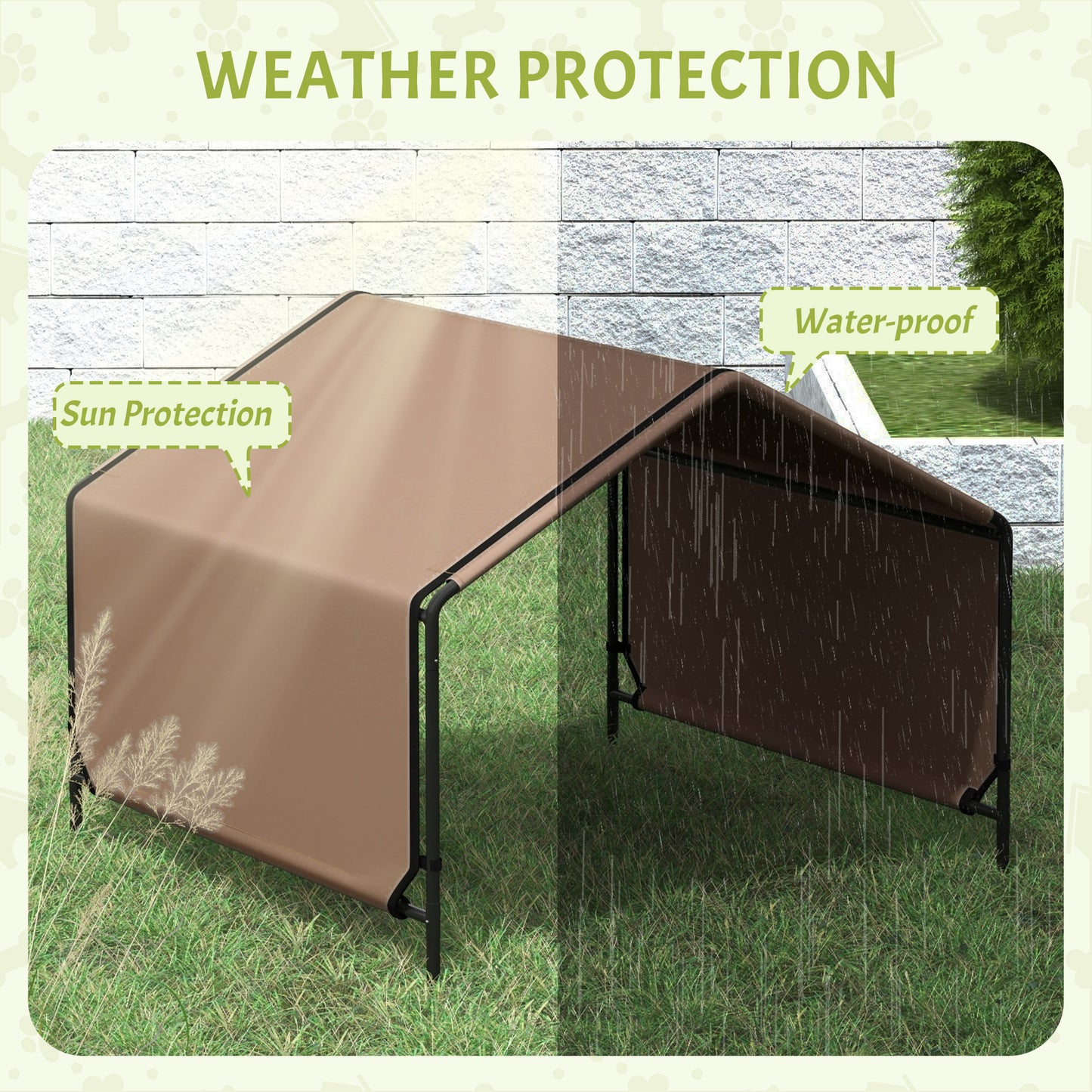 Water-Resistant Outdoor Dog Tent - Portable Shelter for Pets, Brown, 650x180x160 mm