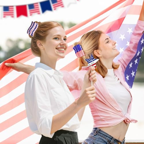 American Flag Claw Clips - 3-Piece Patriotic Hair Accessory Set