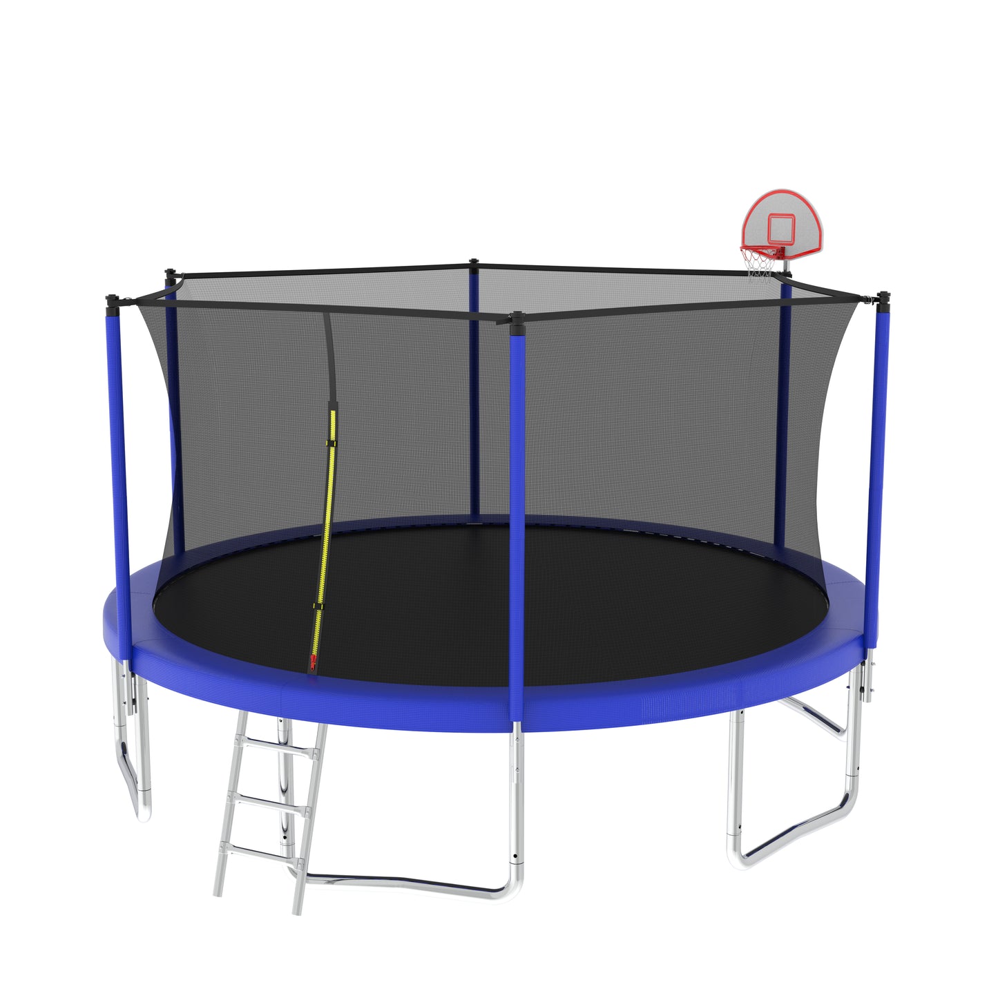 14FT Kids Recreational Trampoline with Safety Enclosure - Blue