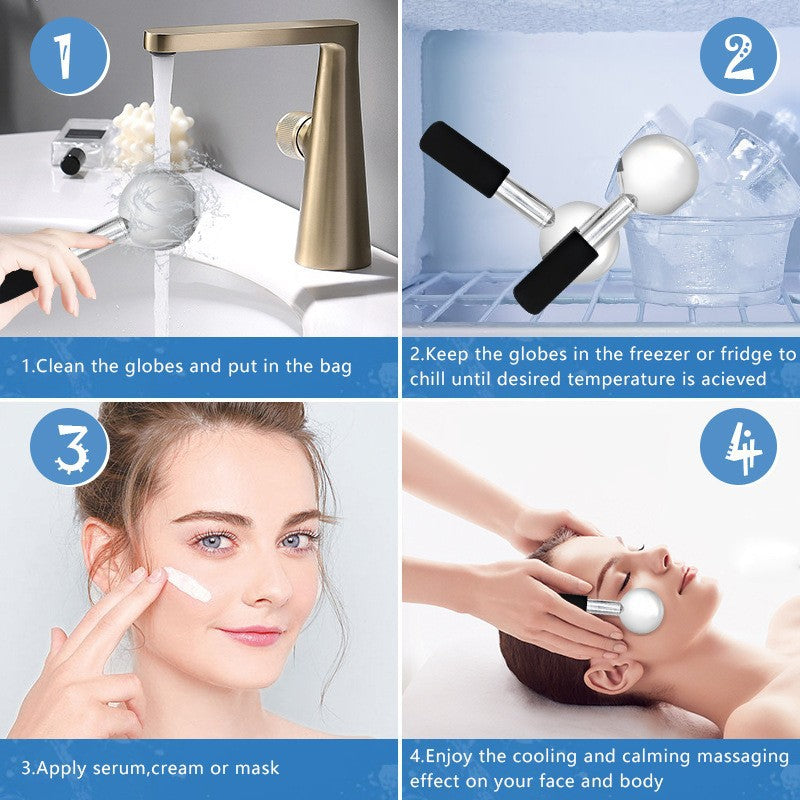 Ice Facial Massage Roller Stainless Steel Cryo Stick for Skin Cooling and Lifting