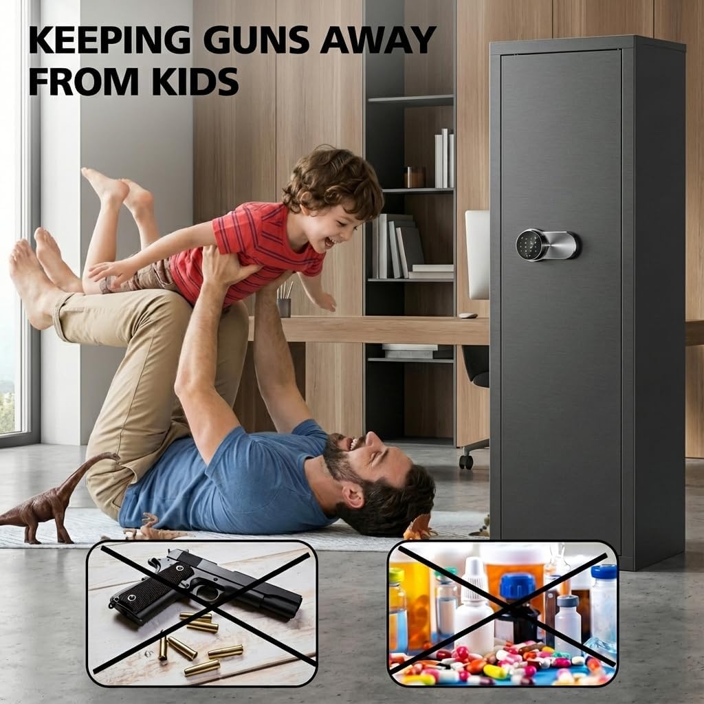 12-15 Gun Safe For Rifles And Pistols, Large Cabinet With Digital