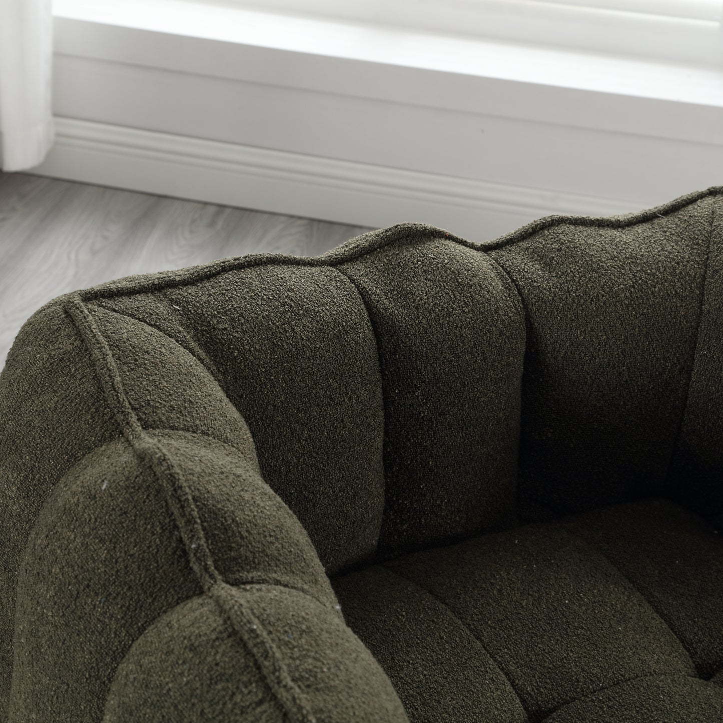 Soft Olive Green Bean Bag Chair with Foam Filler for Adults