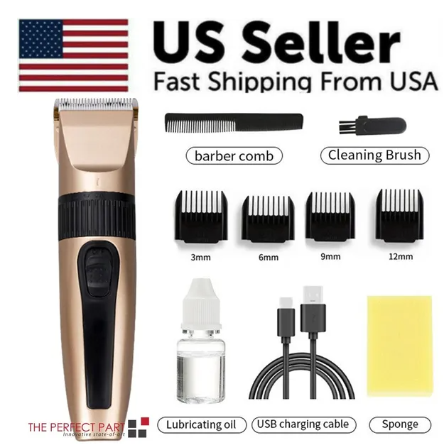 Professional Cordless Hair Clipper Kit - Waterproof Ceramic - Gold