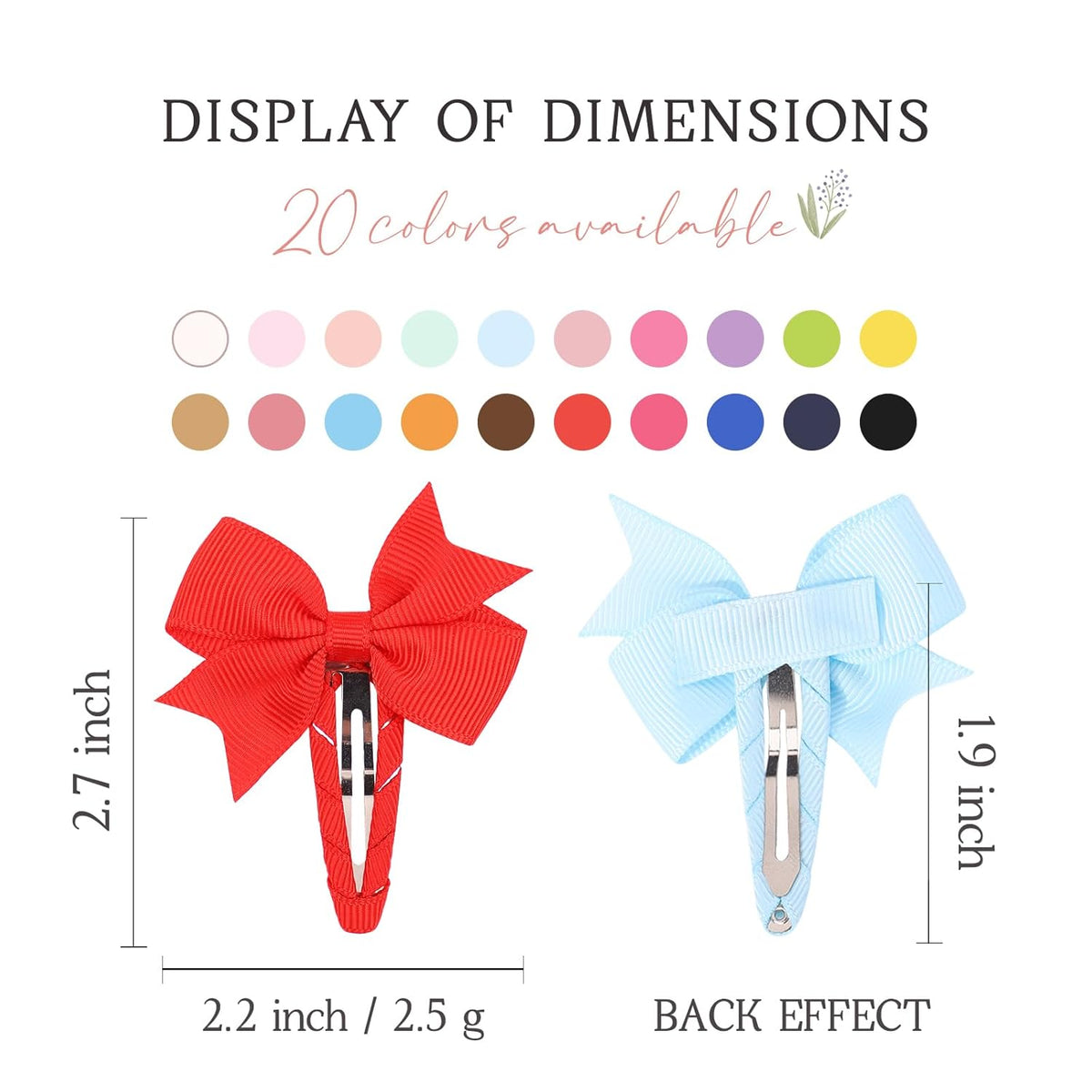 40Pc Baby Hair Bow Clips - Grosgrain Ribbon Snap Barrettes