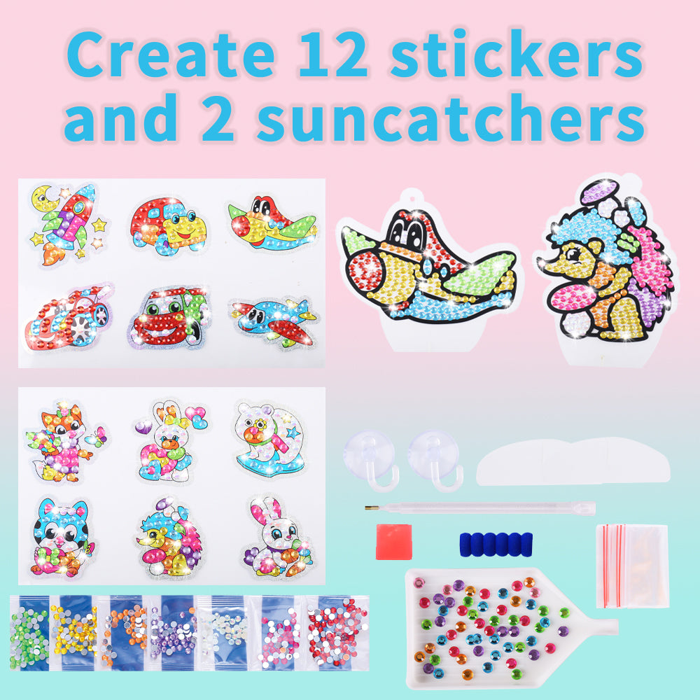 Kids Diamond Painting Sticker Set - 20cm x 20cm Framed Resin Art for Children