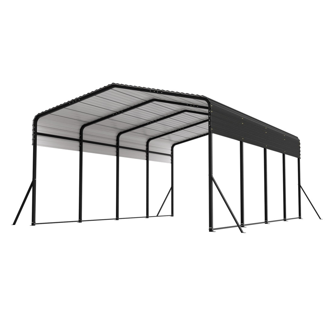 Heavy Duty Galvanized Steel Carport Canopy with Waterproof Roof - Large Capacity Shelter