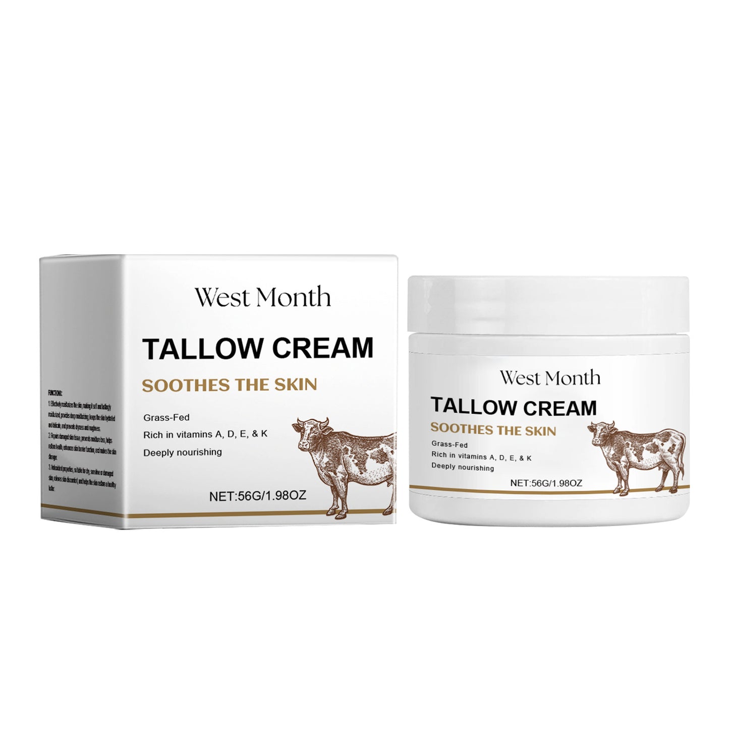 Moisturizing Facial Cream with Tallow & Vitamins - Brightening & Nourishing