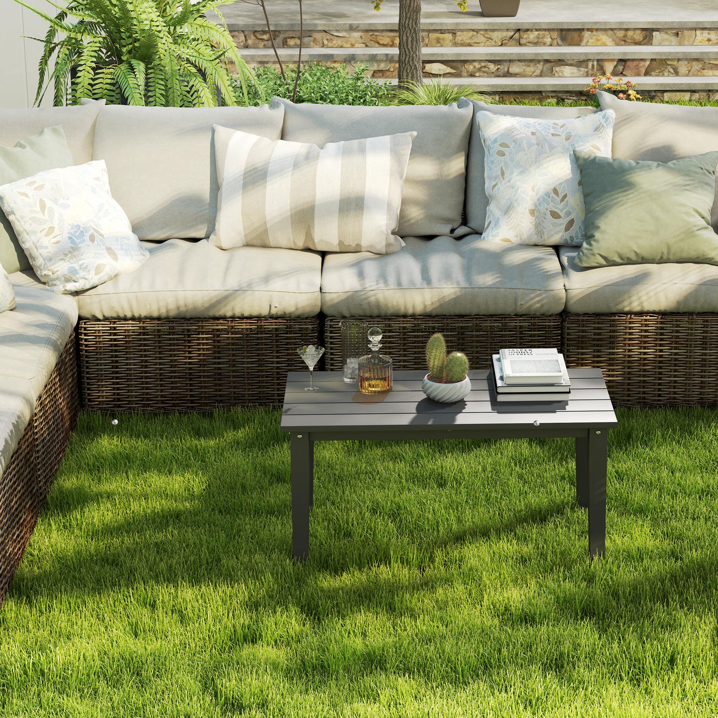 All-Weather Rectangle Outdoor Coffee Table - Black