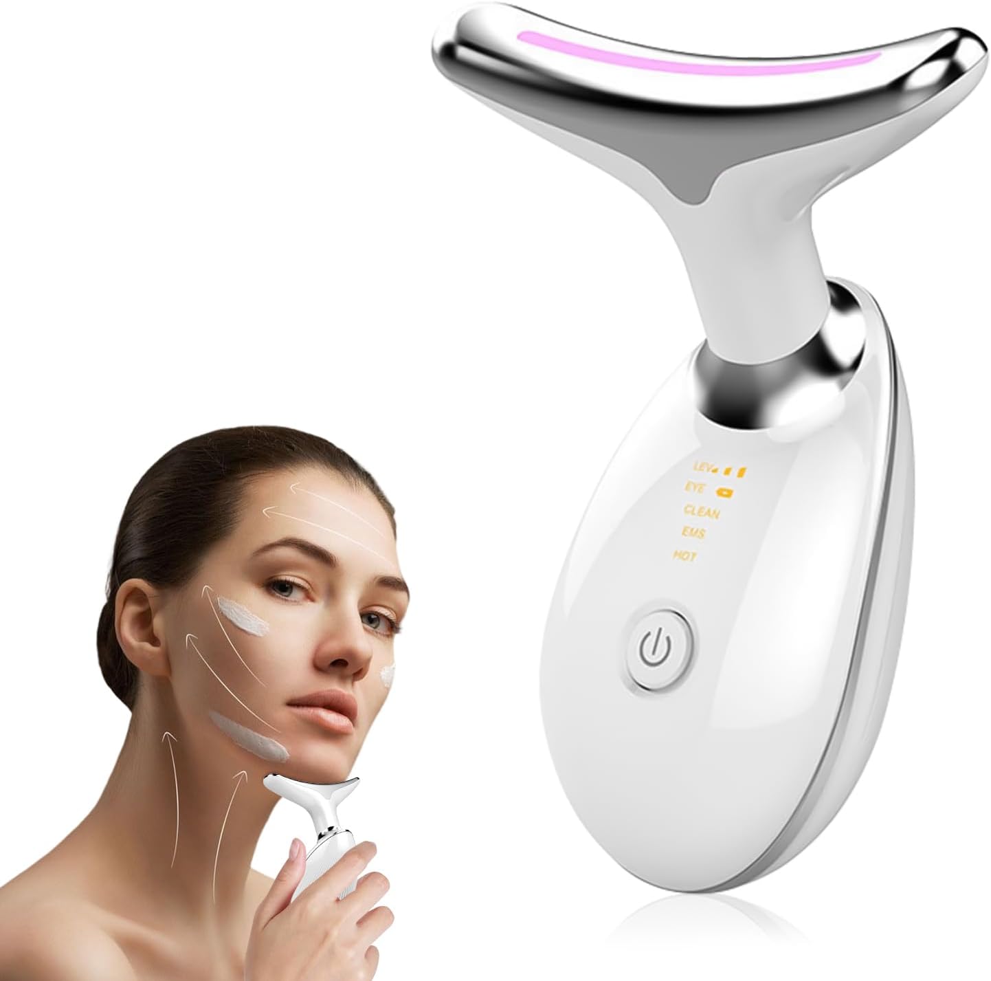 LED Neck and Face Massager, Facial Sculpting Tool with Vibration
