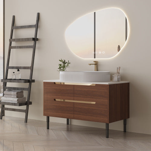 36 Inch Bathroom Vanity, Freestanding Or Wall Mounted With Ceramic