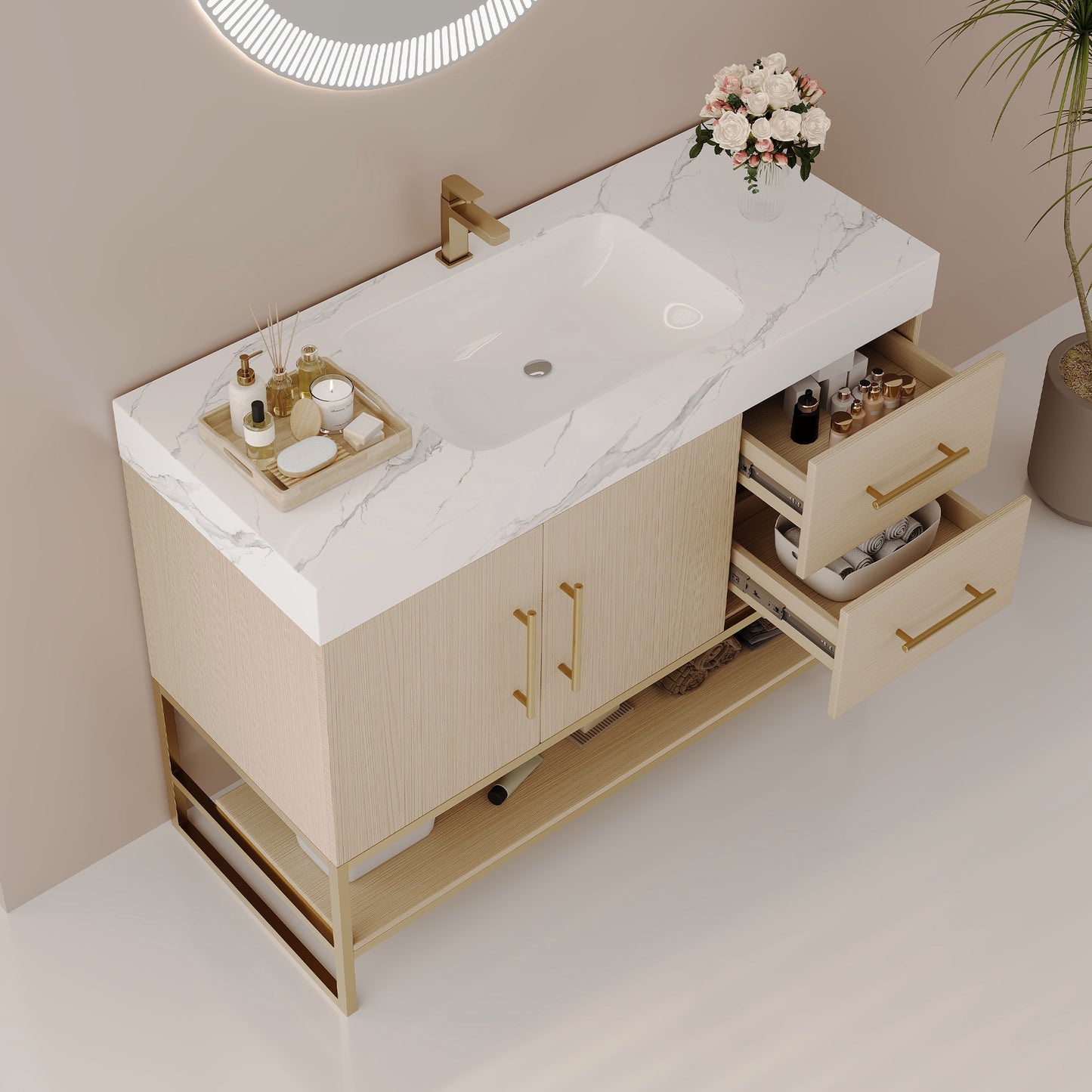 36" Modern Free-Standing Bathroom Vanity with Sintered Stone Top