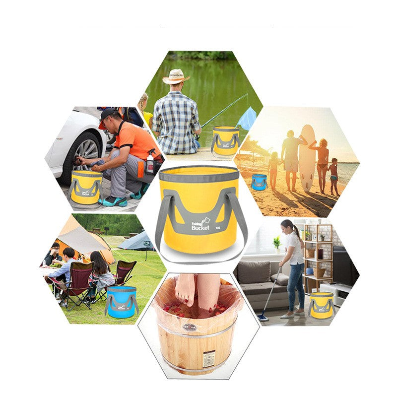 Collapsible Waterproof Travel Bucket - Multi-Color 12L-20L Storage