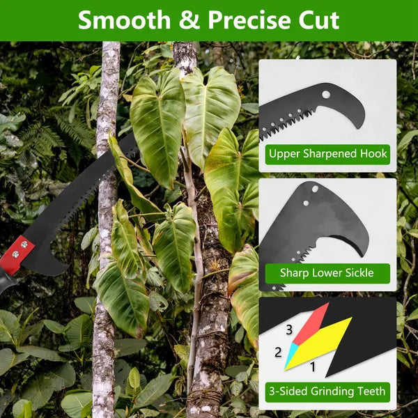 Extendable Pole Saw 8.2-15.1FT with Pruner Scissors and Safety Gear