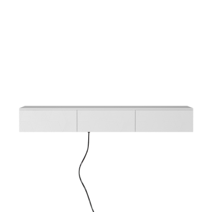 Floating TV Stand with 16 Color LEDs - Wall Mounted Entertainment Center for 55-65 Inch TVs - White