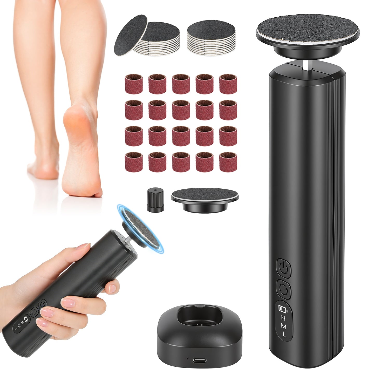 2-in-1 Electric Foot Callus Remover and Nail Grinder - Rechargeable Kit