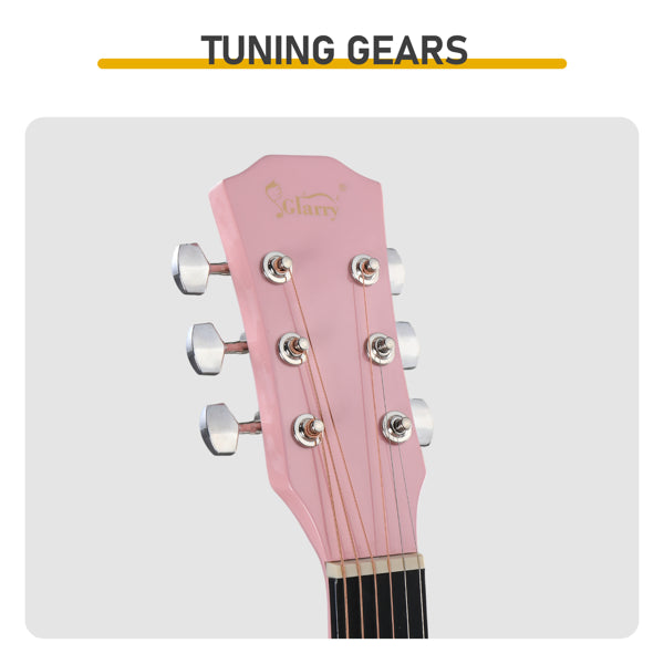 41-Inch Pink Dreadnought Acoustic Guitar with Accessories