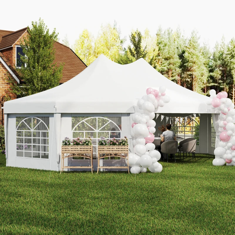 Extra-Large White Canopy Party Tent with Pull-Back Doors