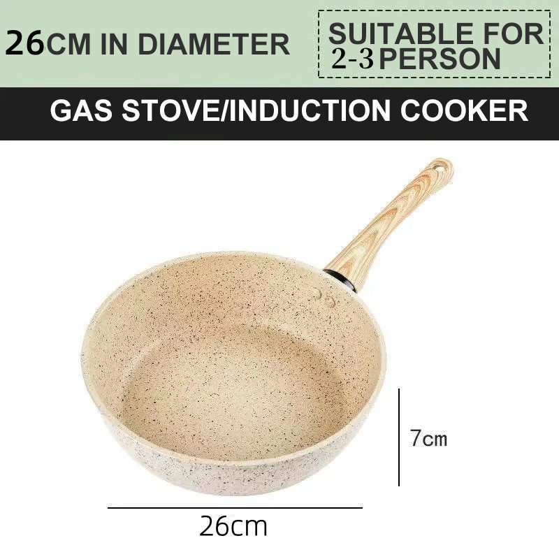 Non-Stick Medical Stone Wok Pan - Smokeless Aluminum Cooking Tool