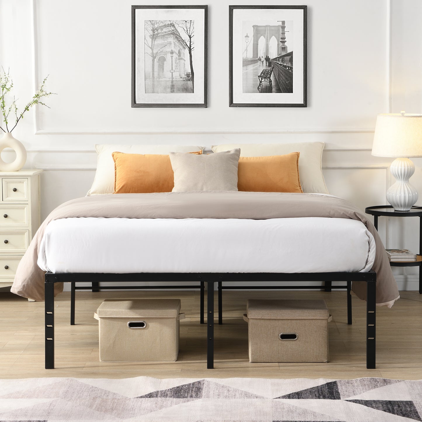 King Size Heavy Duty Metal Bed Frame - Easy Assembly, No Noise