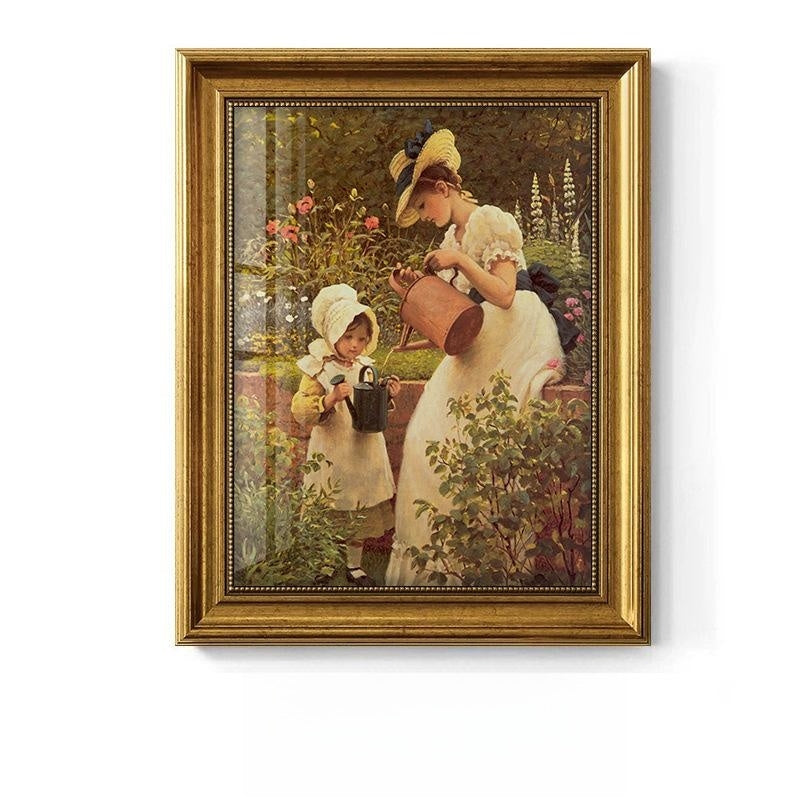 European American Style Decorative Oil Painting with Gold Frame - Landscape or Character