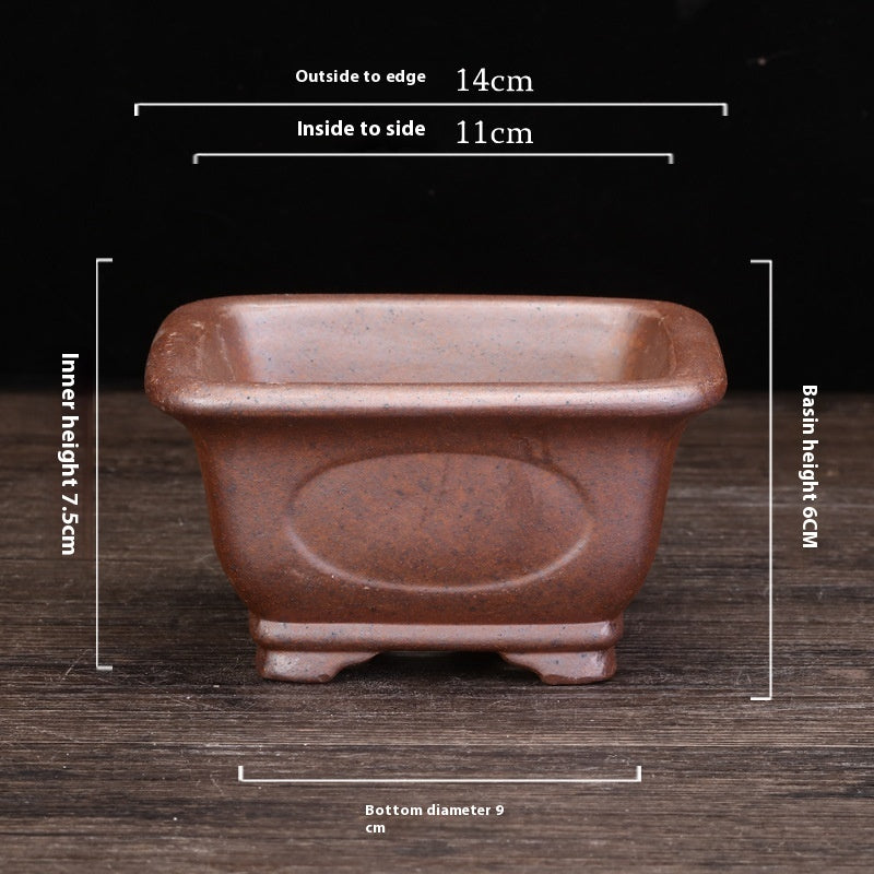Rectangular Square Purple Clay Flowerpot for Home Garden & Balcony