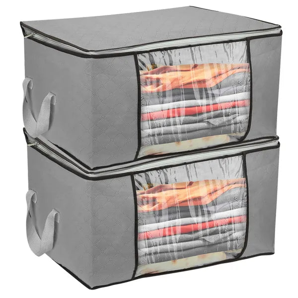 2Pcs Clothes Storage Bag 90L Large Capacity Foldable Closet Organizer