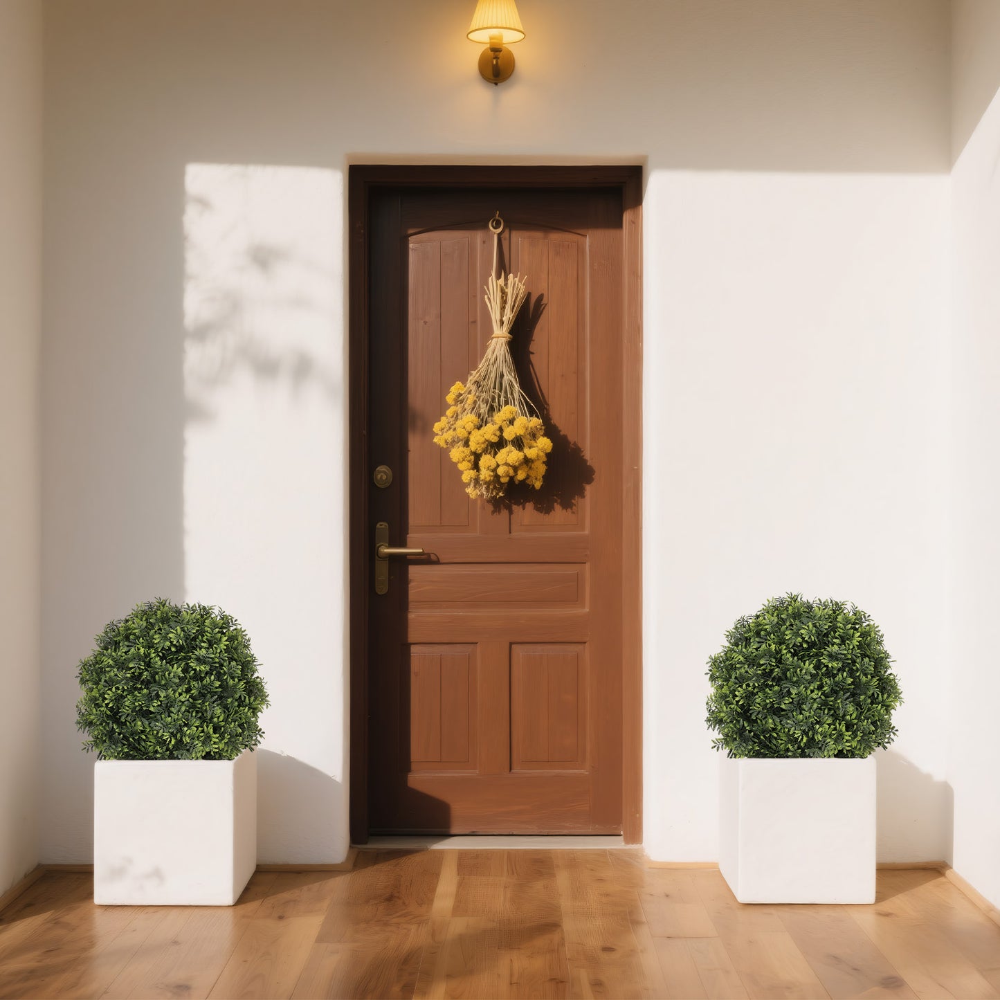22-Inch Artificial Boxwood Ball Trees - Faux Potted Shrubs, 2pcs Set