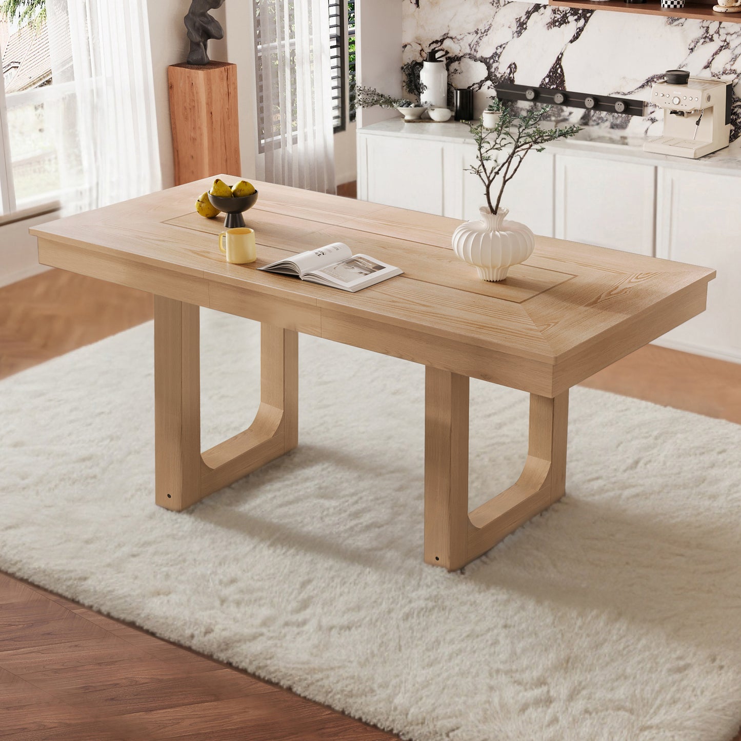 60 -78 Extendable Dining Table, Farmhouse Wooden Kitchen Table With