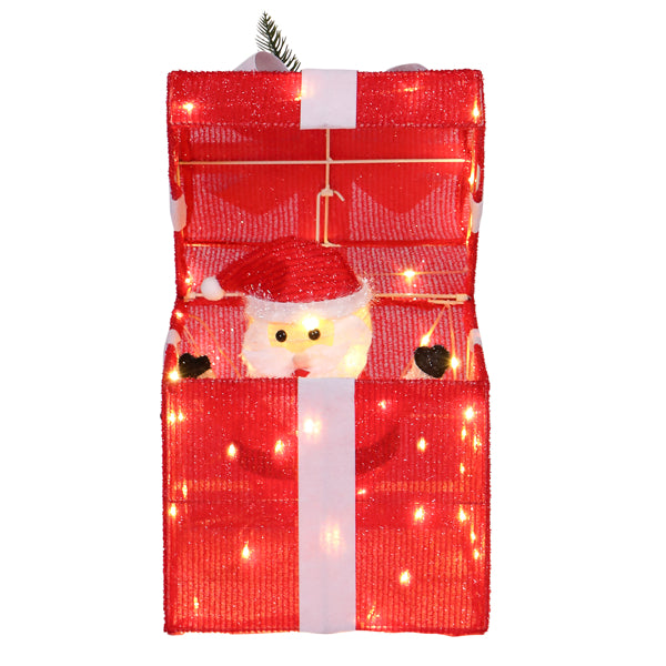 Motorized Pop-up Gift Box with 60 LED Lights - Christmas Decor
