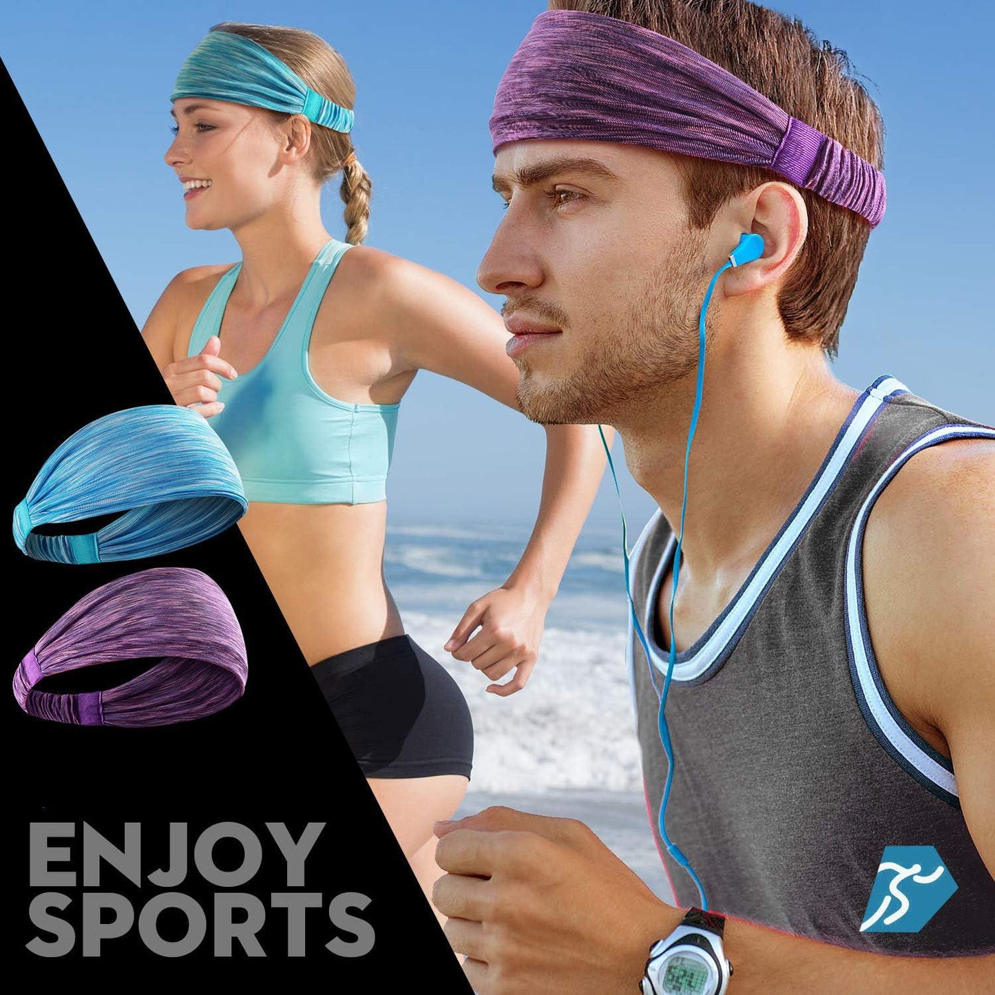 5-Piece Non-Slip Workout Headbands for Fitness & Yoga