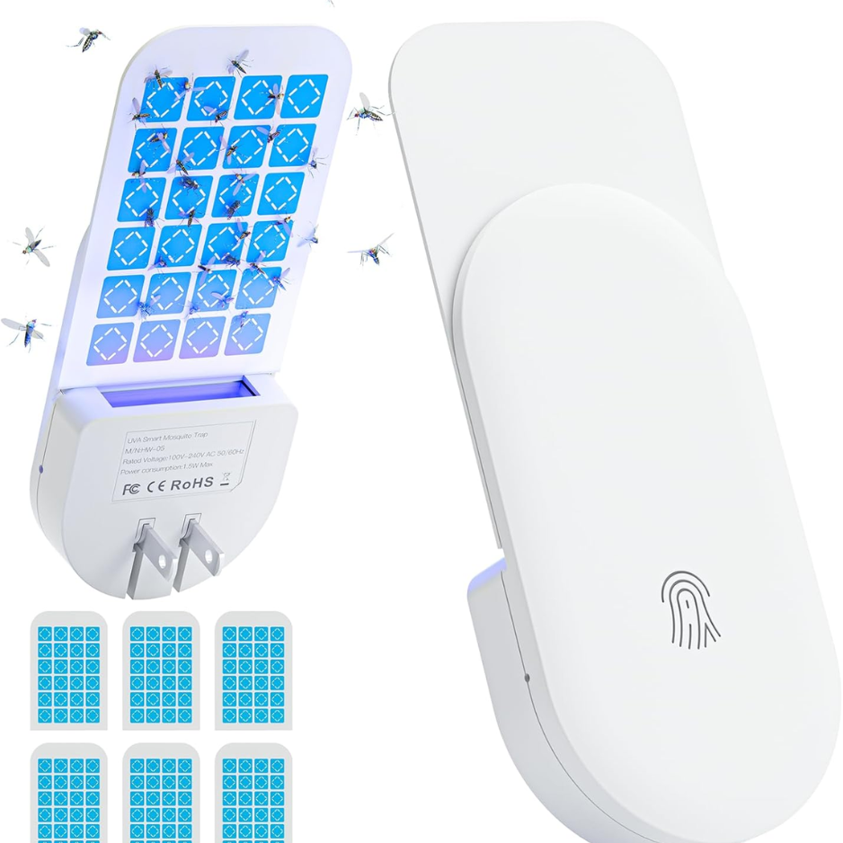 Indoor Plug-in Flying Insect Trap with Glue Cards - White, 2-in-1