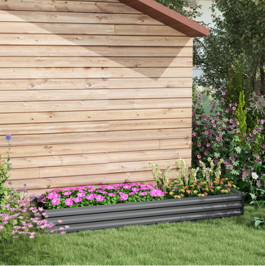 Raised Garden Bed - Dark Gray Galvanized Steel Planter