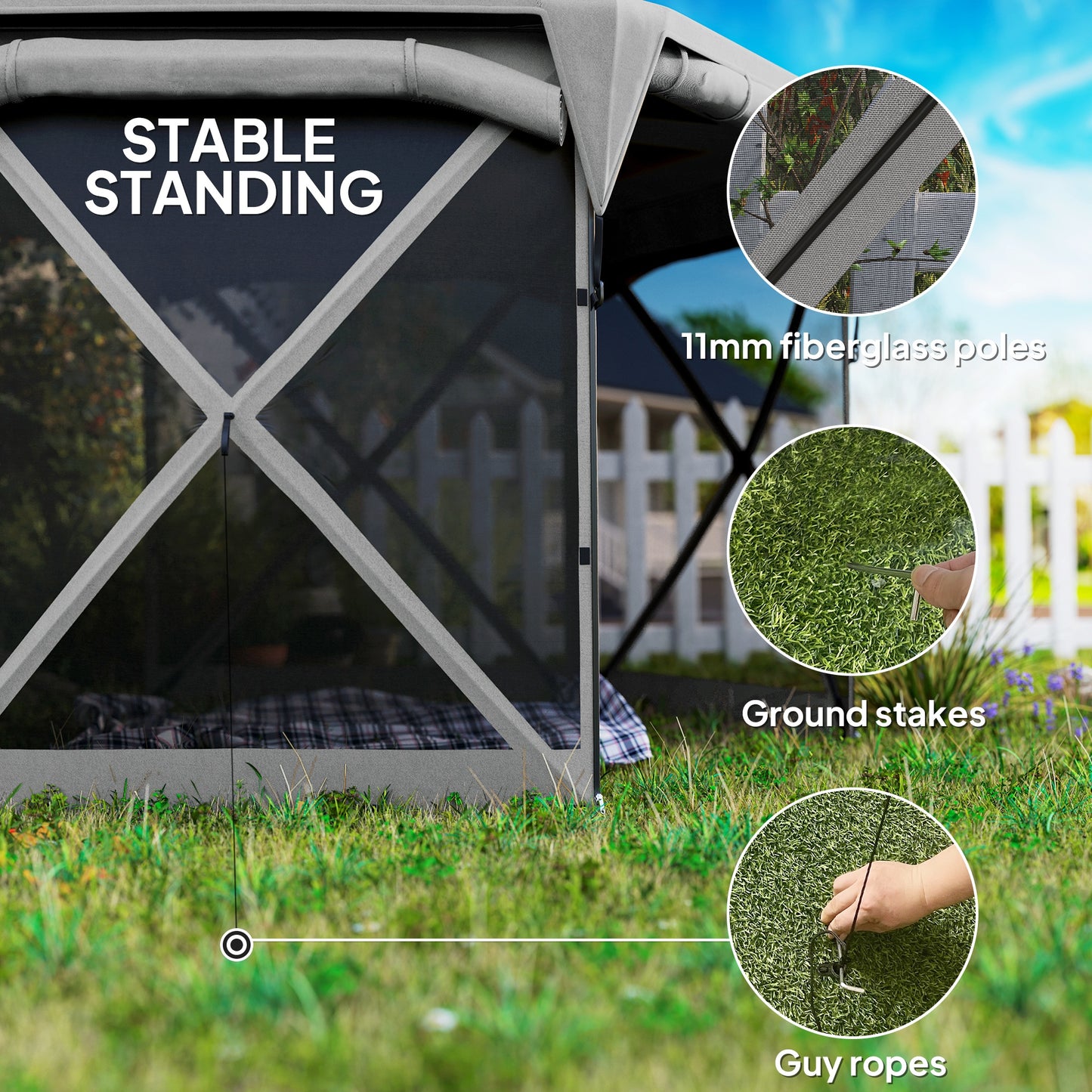 11x11ft Pop-Up Gazebo Screen Tent with Removable Roof - Dark Gray