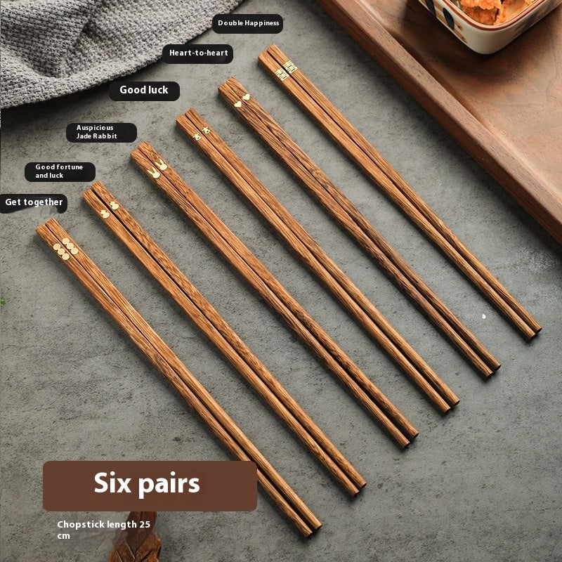 High-End Wooden Chopsticks Set - Anti-Slip & Anti-Mold Family Kitchenware