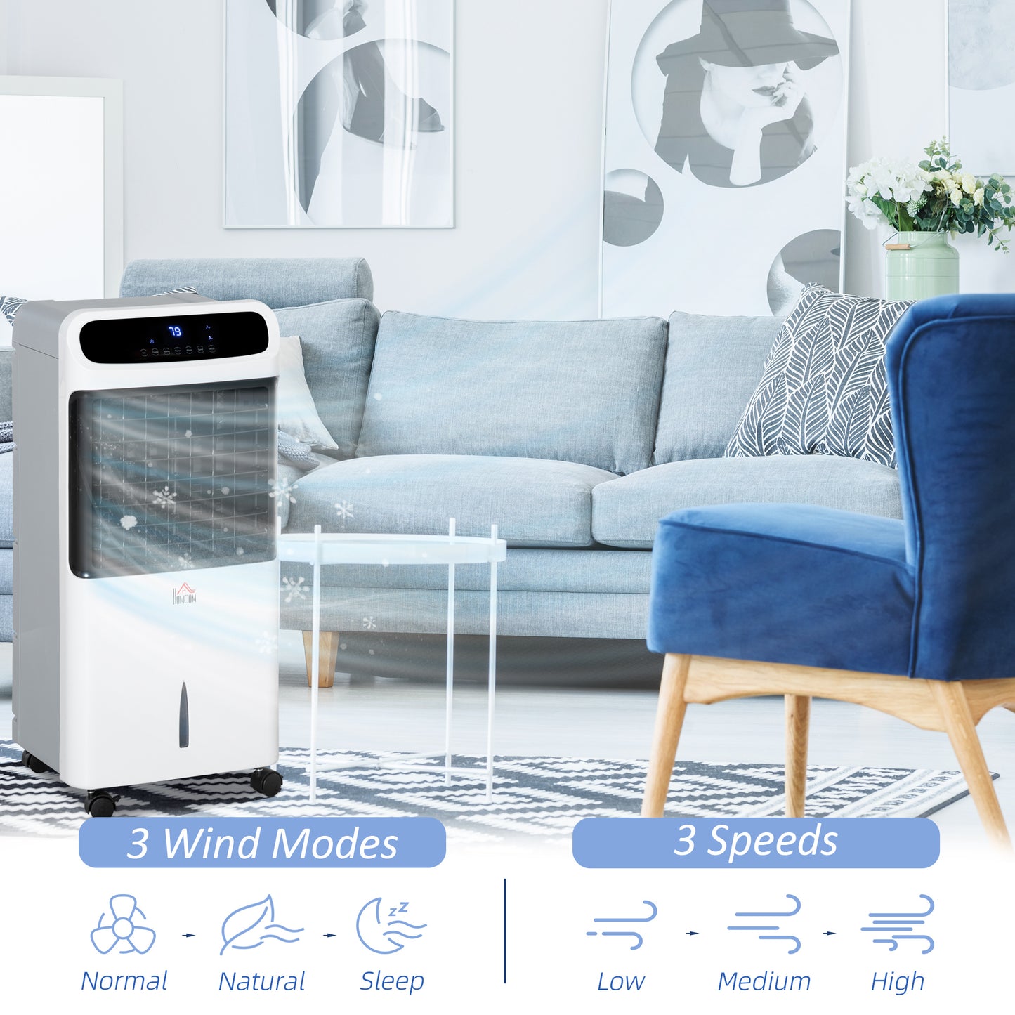 3-in-1 Portable Ice Cooling Fan with Remote & Oscillation - White