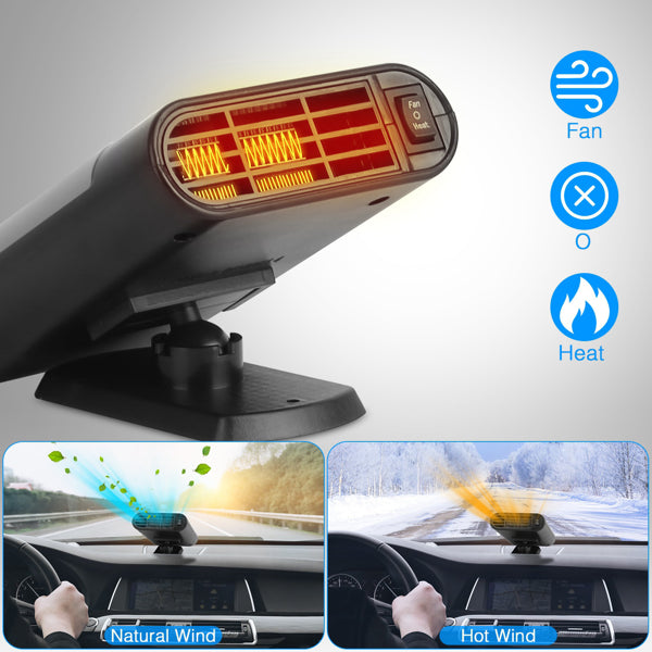 24V Car Truck Heater - 200W Fast Heating, 360° Adjustable Defroster