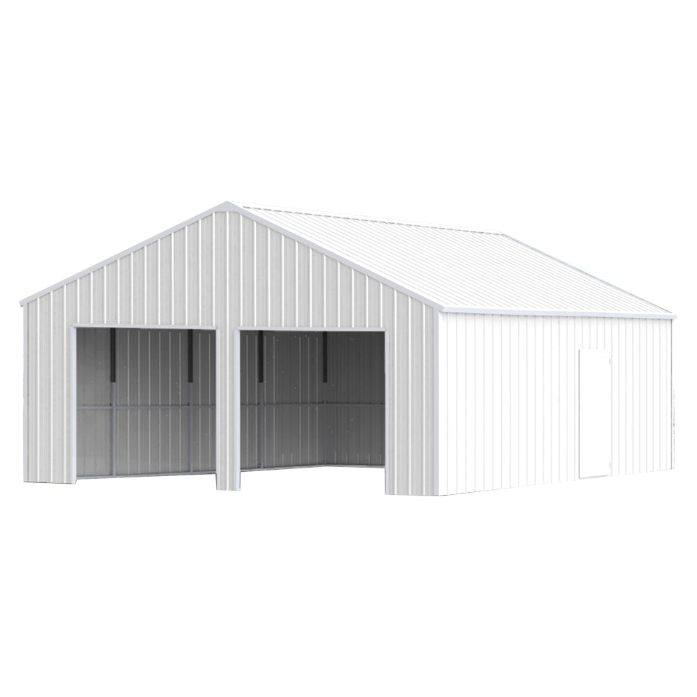 Double Garage Steel Barn Shed 22ft x 23ft Heavy Duty Metal Storage Building White