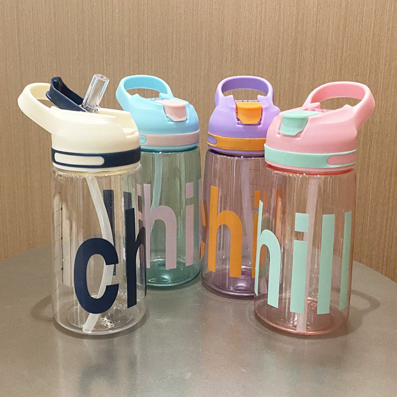 Children's Drinking Water Cup with Straw - Leak-Proof, 450ml, Multiple Colors