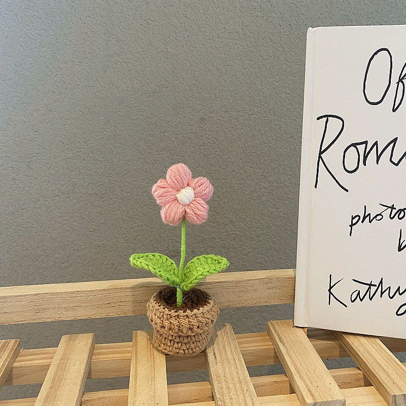 Mini Potted Artificial Flowers - Hand Woven Home Decor, All Colors