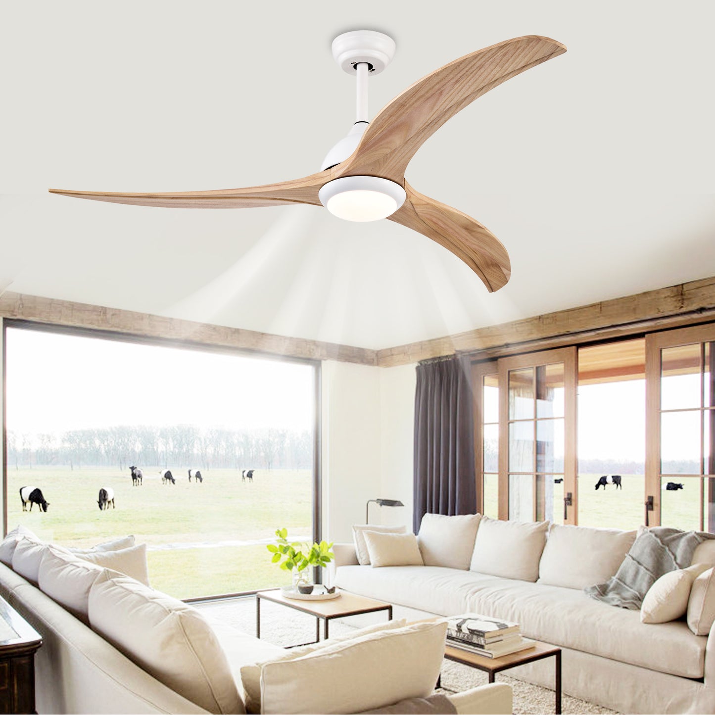 52-Inch Matte White Ceiling Fan with Light & Remote Control