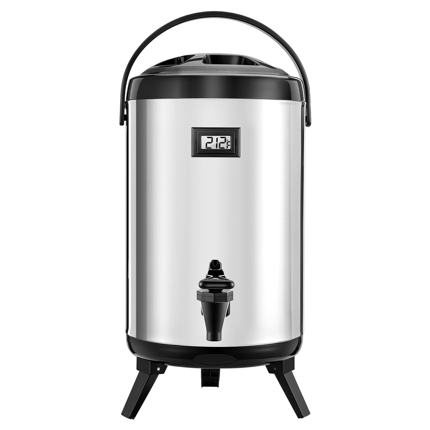 2 Gal Insulated Beverage Dispenser - Stainless Steel with Temperature Display