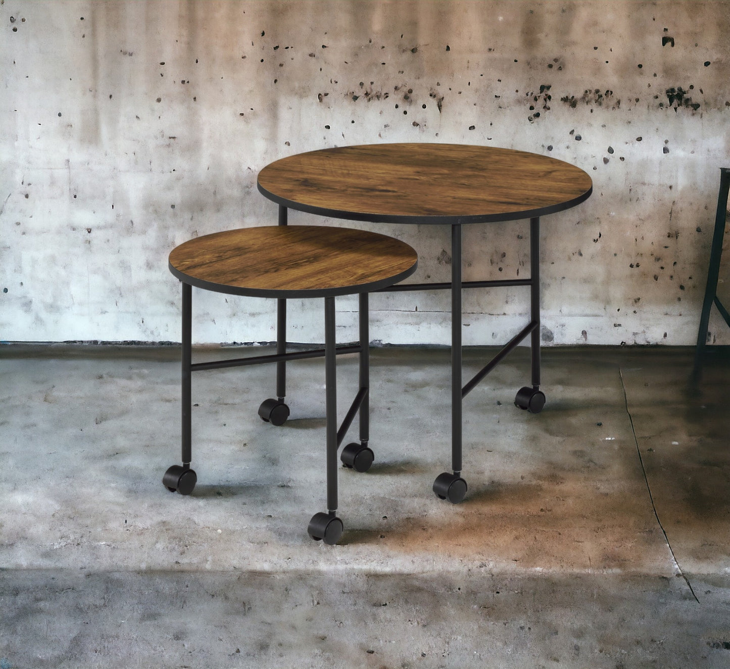 Nesting Table Set with Vintage Oak Finish - 2 Piece