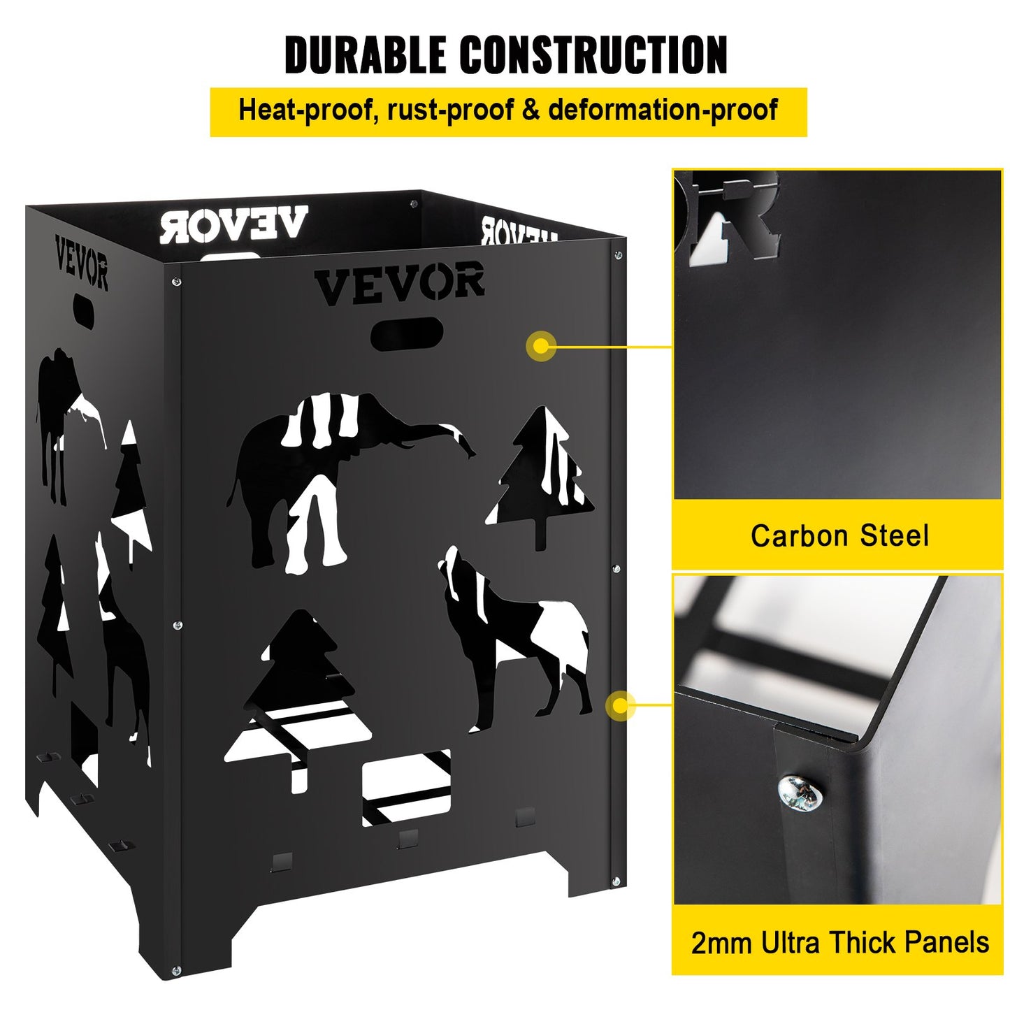 21x21x27 Inch Steel Burn Barrel Incinerator for Yard Waste - Black